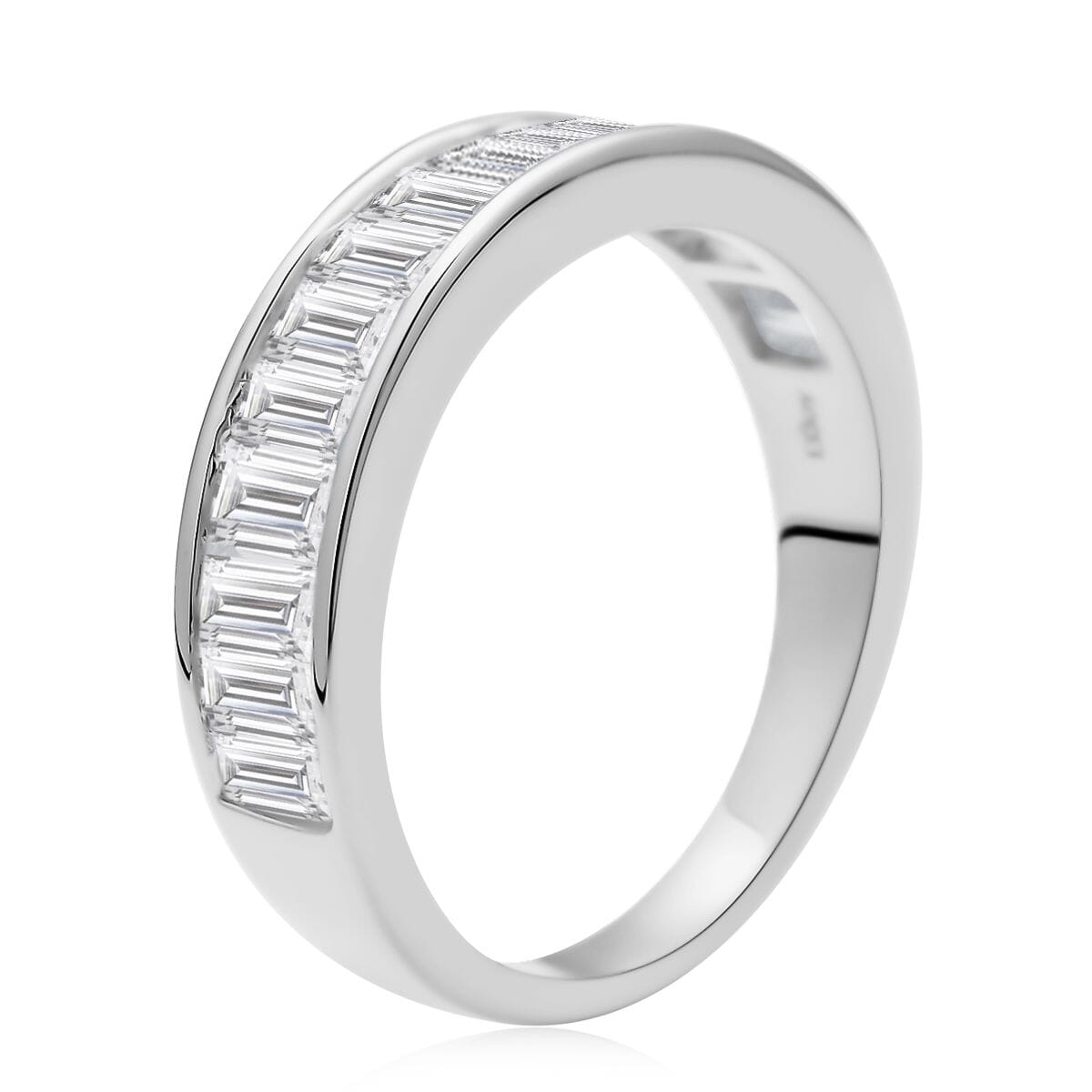White Moissanite VS-EF Half Eternity Band Ring in Sterling Silver 1.75 ctw image number 3