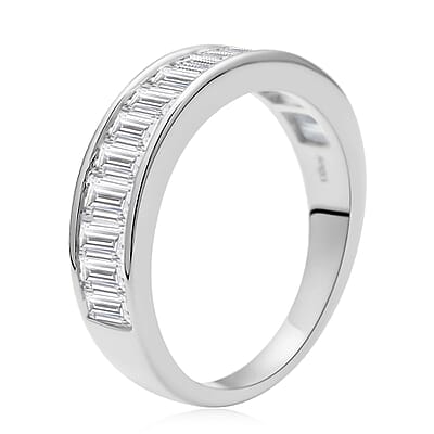 Moissanite Half Eternity Band Ring in Sterling Silver (Size 10.0) 1.75 ctw