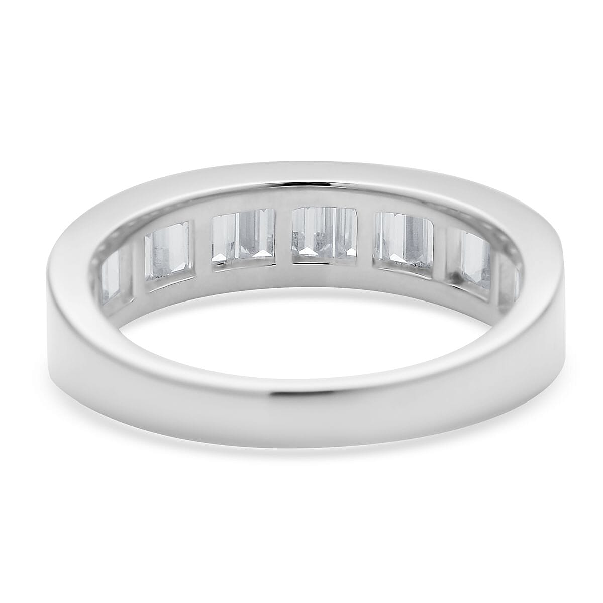 Moissanite Half Eternity Band Ring in Sterling Silver (Size 10.0) 1.75 ctw