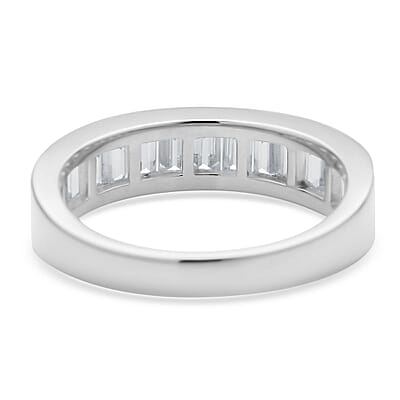 Moissanite Half Eternity Band Ring in Sterling Silver (Size 10.0) 1.75 ctw