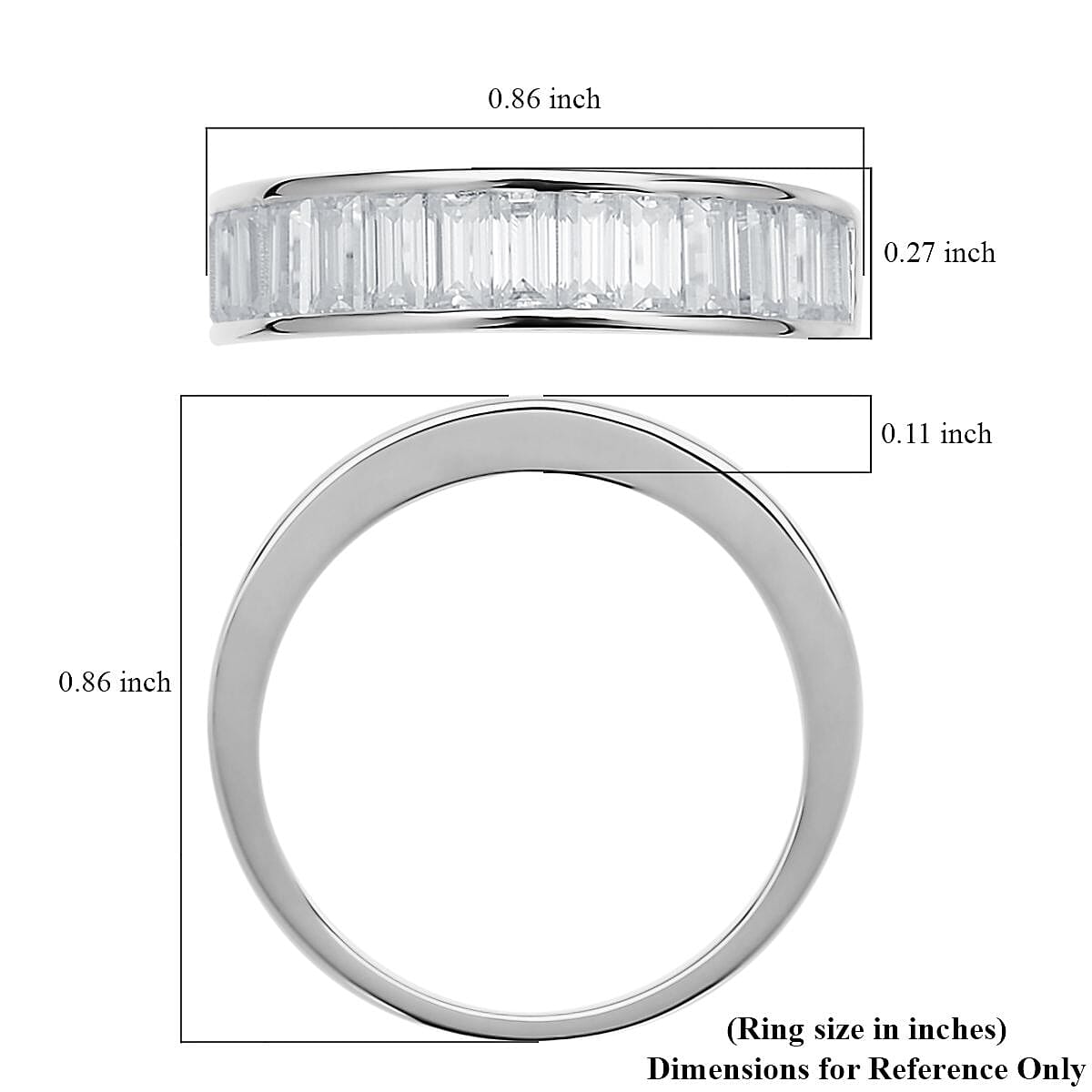 Moissanite Half Eternity Band Ring in Sterling Silver (Size 10.0) 1.75 ctw