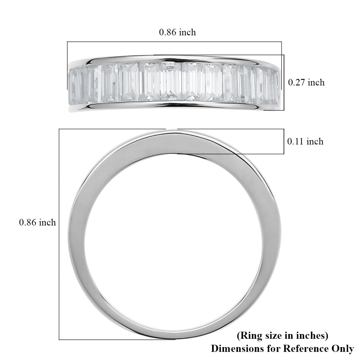 White Moissanite VS-EF Half Eternity Band Ring in Sterling Silver 1.75 ctw image number 5