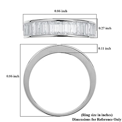 Moissanite Half Eternity Band Ring in Sterling Silver (Size 10.0) 1.75 ctw