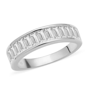 Moissanite Half Eternity Band Ring in Sterling Silver (Size 9.0) 1.75 ctw
