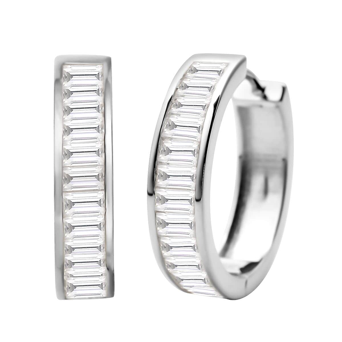 White Moissanite VS-EF Huggie Hoop Earrings in Vermeil Yellow Gold Over Sterling Silver 3.00 ctw image number 0