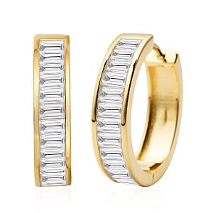 Moissanite Huggie Hoop Earrings in Vermeil Yellow Gold Over Sterling Silver 3.00 ctw
