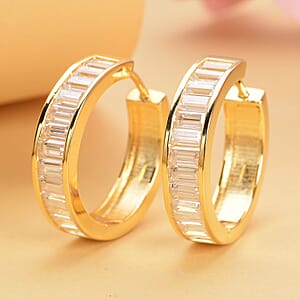 Moissanite Huggie Hoop Earrings in Vermeil Yellow Gold Over Sterling Silver 3.00 ctw