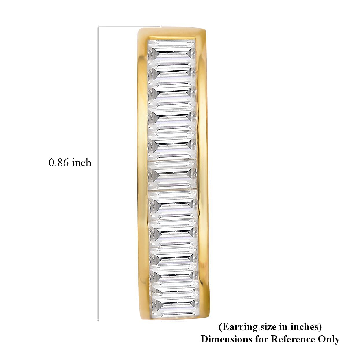 Moissanite Huggie Hoop Earrings in Vermeil Yellow Gold Over Sterling Silver 3.00 ctw image number 4