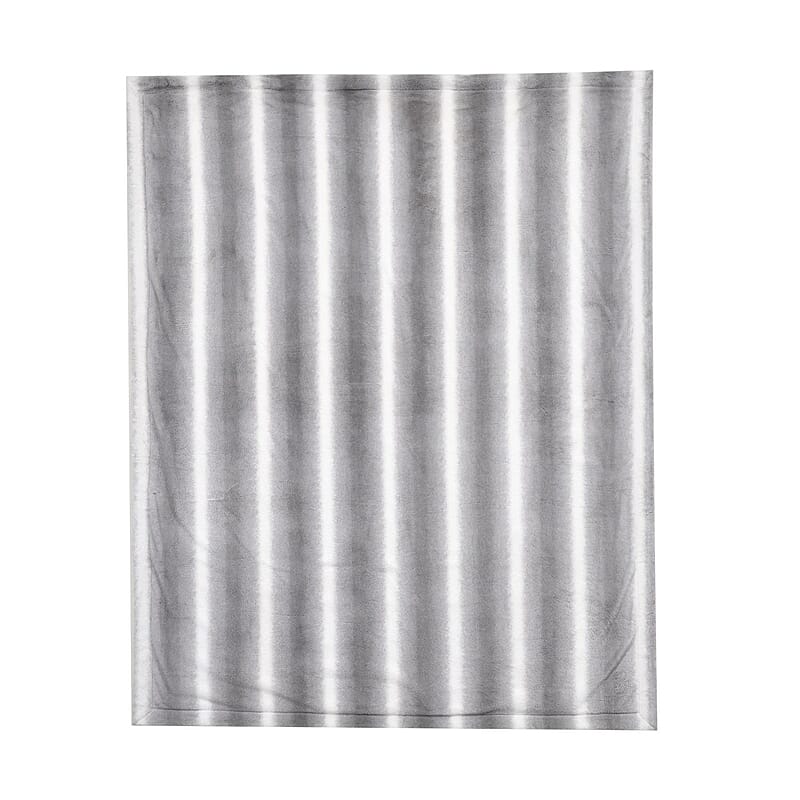 Homesmart Beige Stripe Pattern Microfiber, Faux Rabbit Fur Layer Reversible Blanket