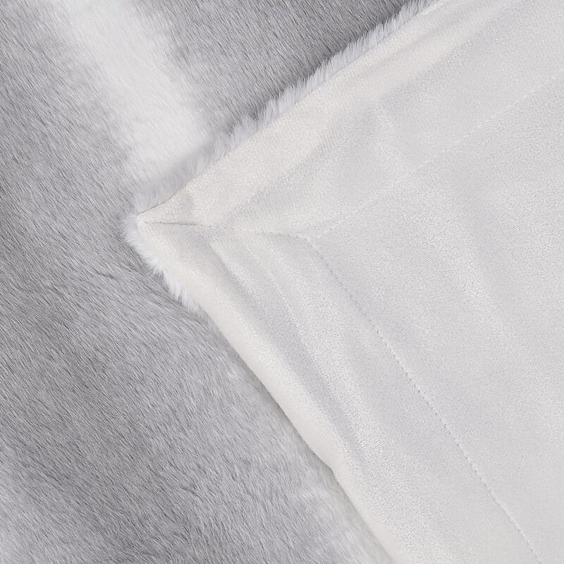 Homesmart Beige Stripe Pattern Microfiber, Faux Rabbit Fur Layer Reversible Blanket