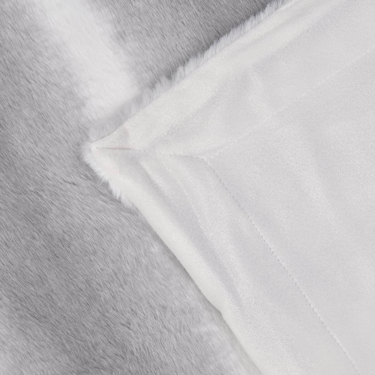 Homesmart Beige Stripe Pattern Microfiber, Faux Rabbit Fur Layer Reversible Blanket image number 3