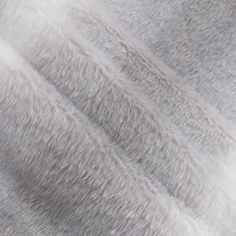 Homesmart Beige Stripe Pattern Microfiber, Faux Rabbit Fur Layer Reversible Blanket