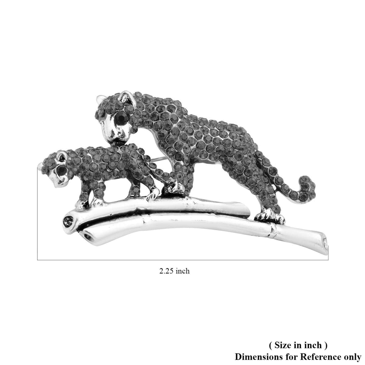 Red and Black Austrian Crystal and Enameled Panther Brooch in Silvertone image number 4