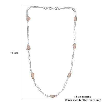 Artisan Crafted Rough Cut Ethiopian Welo Opal Paper Clip Chain Station Necklace 22 Inches in Sterling Silver 9.75 ctw
