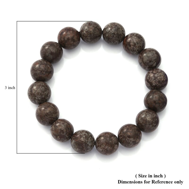Snow Flake Obsidian 12mm Beaded Stretch Bracelet 150.00 ctw