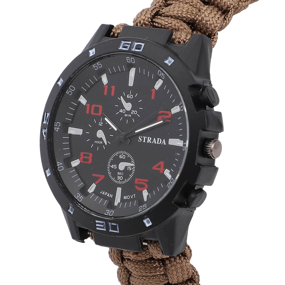 Strada Japanese Movement Water Resistant Watch with Brown Nylon Strap and Stainless Steel Back image number 3