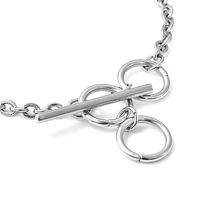 Lab Created Blue Opal Station Bracelet in Stainless Steel (7.00 In) 15.42 ctw
