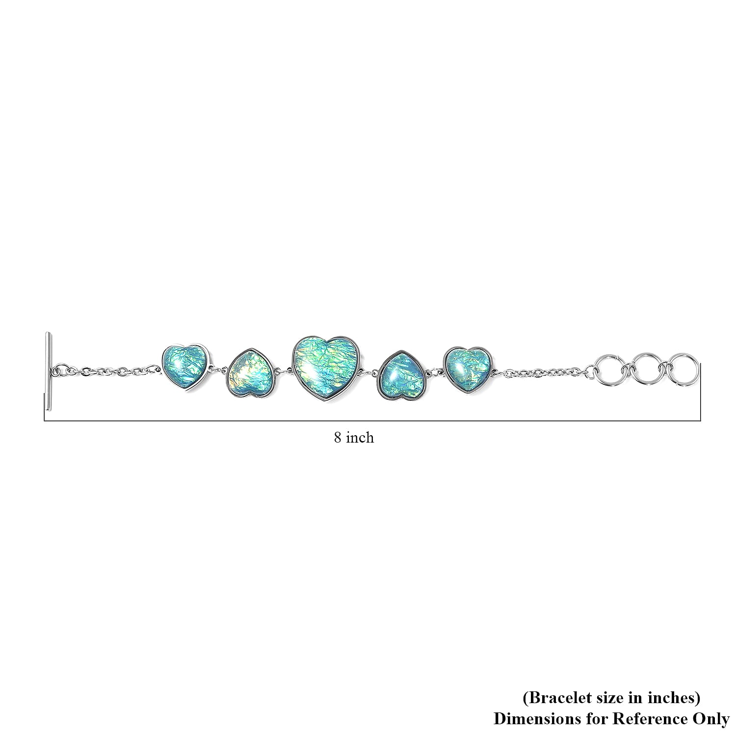 Lab Created Blue Opal Station Bracelet in Stainless Steel (7.00 In) 15.42 ctw