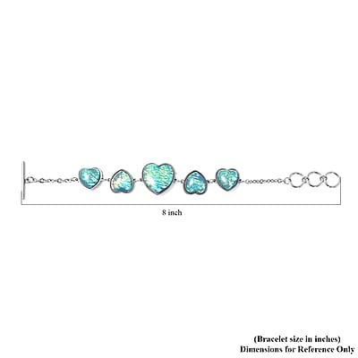 Lab Created Blue Opal Station Bracelet in Stainless Steel (7.00 In) 15.42 ctw