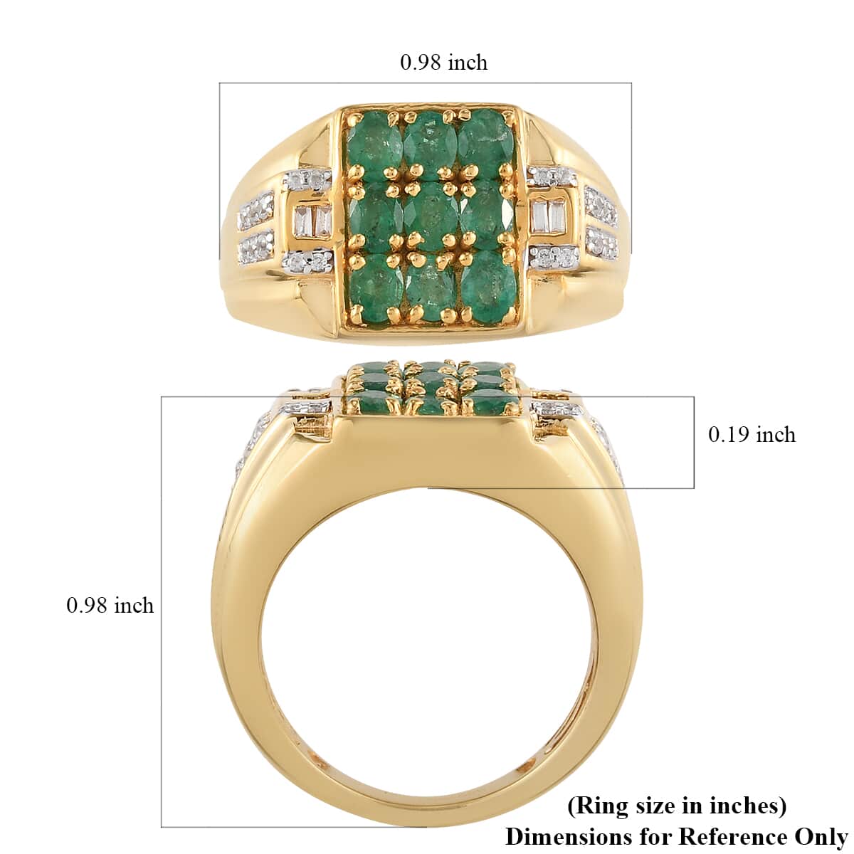 Kagem buy Zambian Emerald & White Zircon Men's Ring