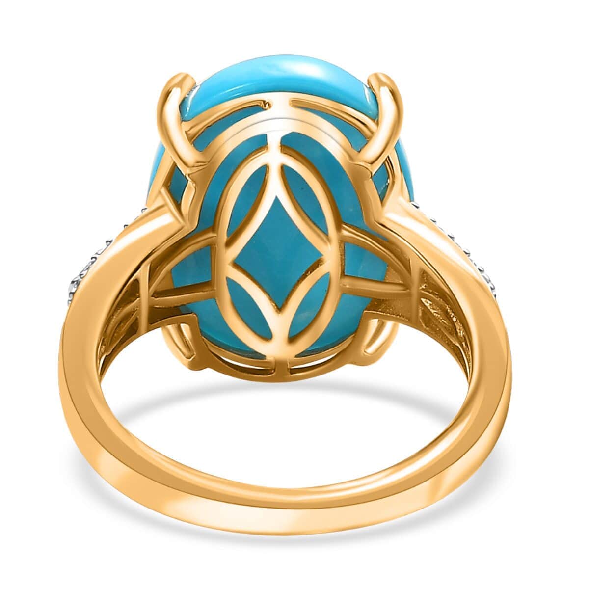 ILIANA 18K Yellow Gold AAA American Natural Sleeping Beauty Turquoise and G-H I1 Diamond Ring (Size 10.0) 4.75 Grams 10.40 ctw image number 4