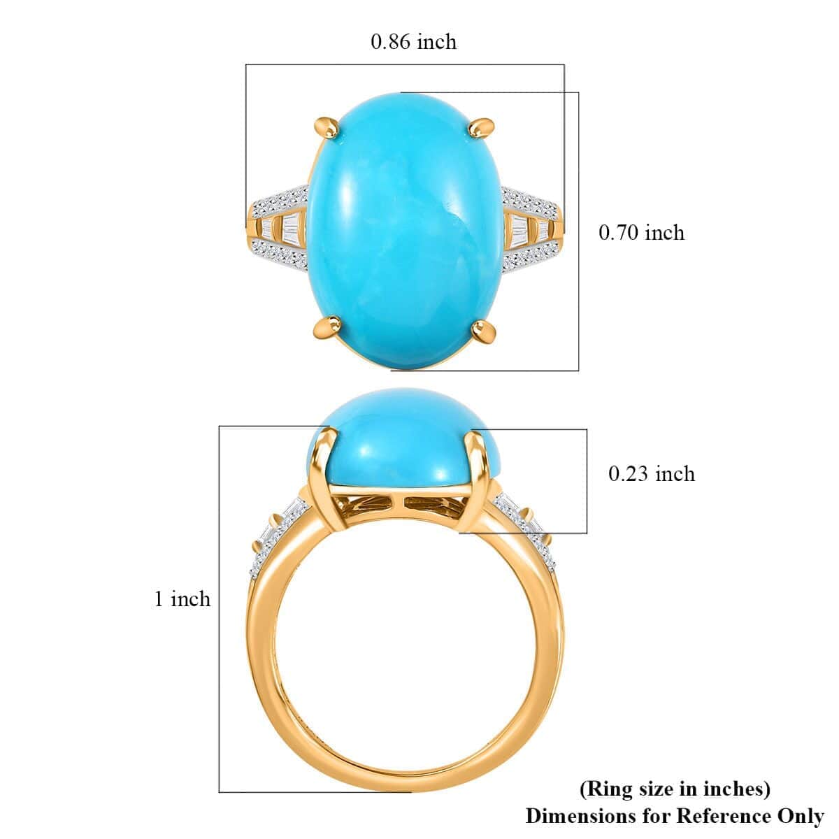 ILIANA 18K Yellow Gold AAA American Natural Sleeping Beauty Turquoise and G-H I1 Diamond Ring (Size 10.0) 4.75 Grams 10.40 ctw image number 5