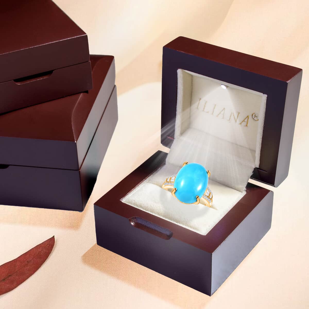 Iliana 18K Yellow Gold AAA Sleeping Beauty Turquoise and G-H I1 Diamond Ring (Size 8.0) 4.75 Grams 10.40 ctw image number 6