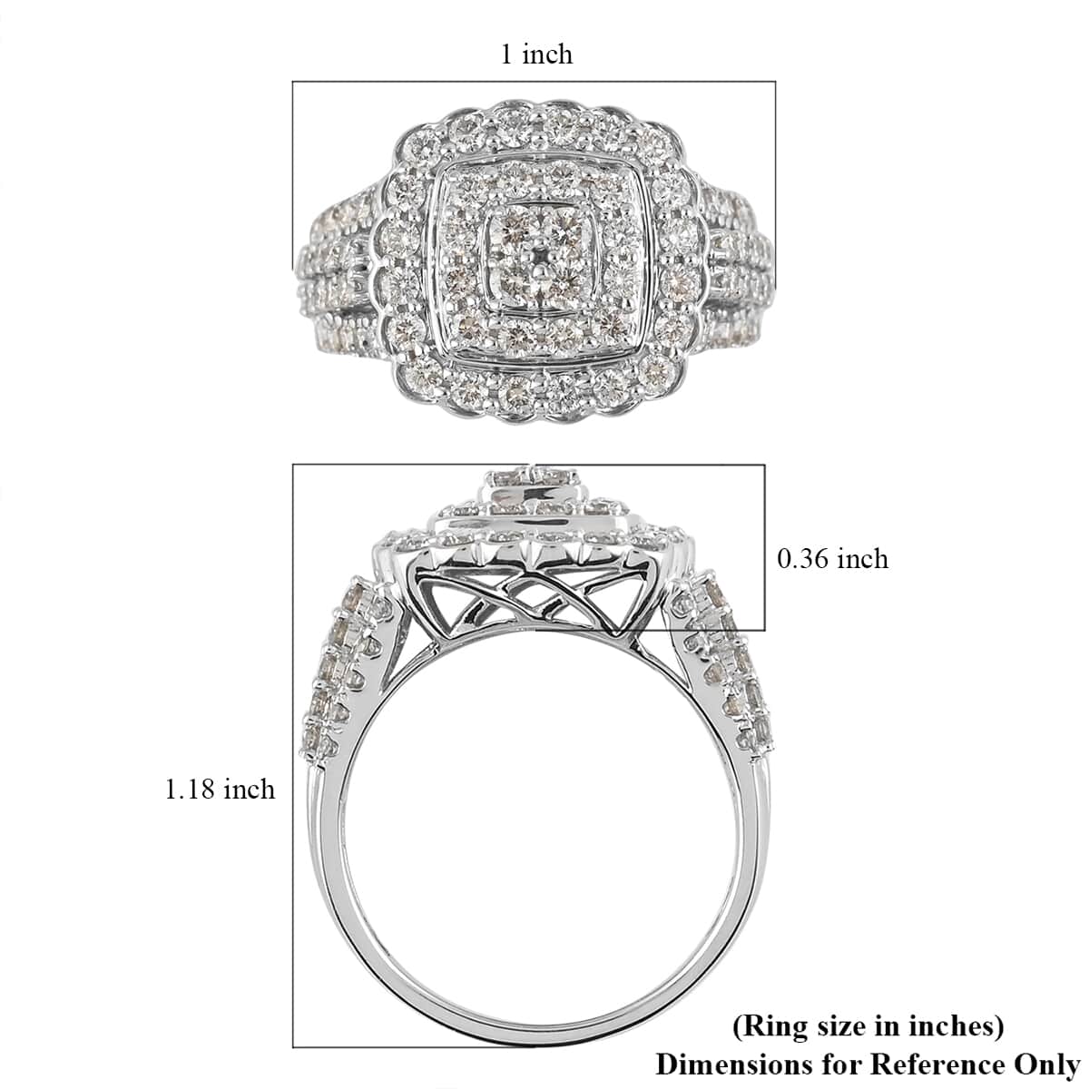 Lolo's Host Pick 10K White Gold G-H I1-I2 Diamond Cocktail Ring (Size 7.0) 2.00 ctw image number 4