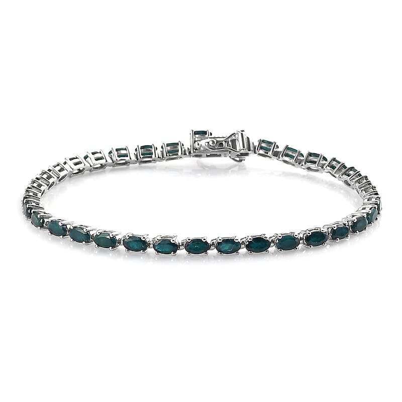 Teal Grandidierite Tennis Bracelet in Platinum Over Sterling Silver (8.00 In) 8.10 Grams 7.40 ctw