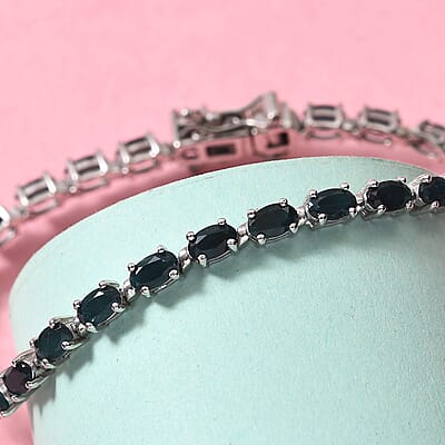 Teal Grandidierite Tennis Bracelet in Platinum Over Sterling Silver (8.00 In) 8.10 Grams 7.40 ctw