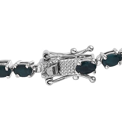 Teal Grandidierite Tennis Bracelet in Platinum Over Sterling Silver (8.00 In) 8.10 Grams 7.40 ctw