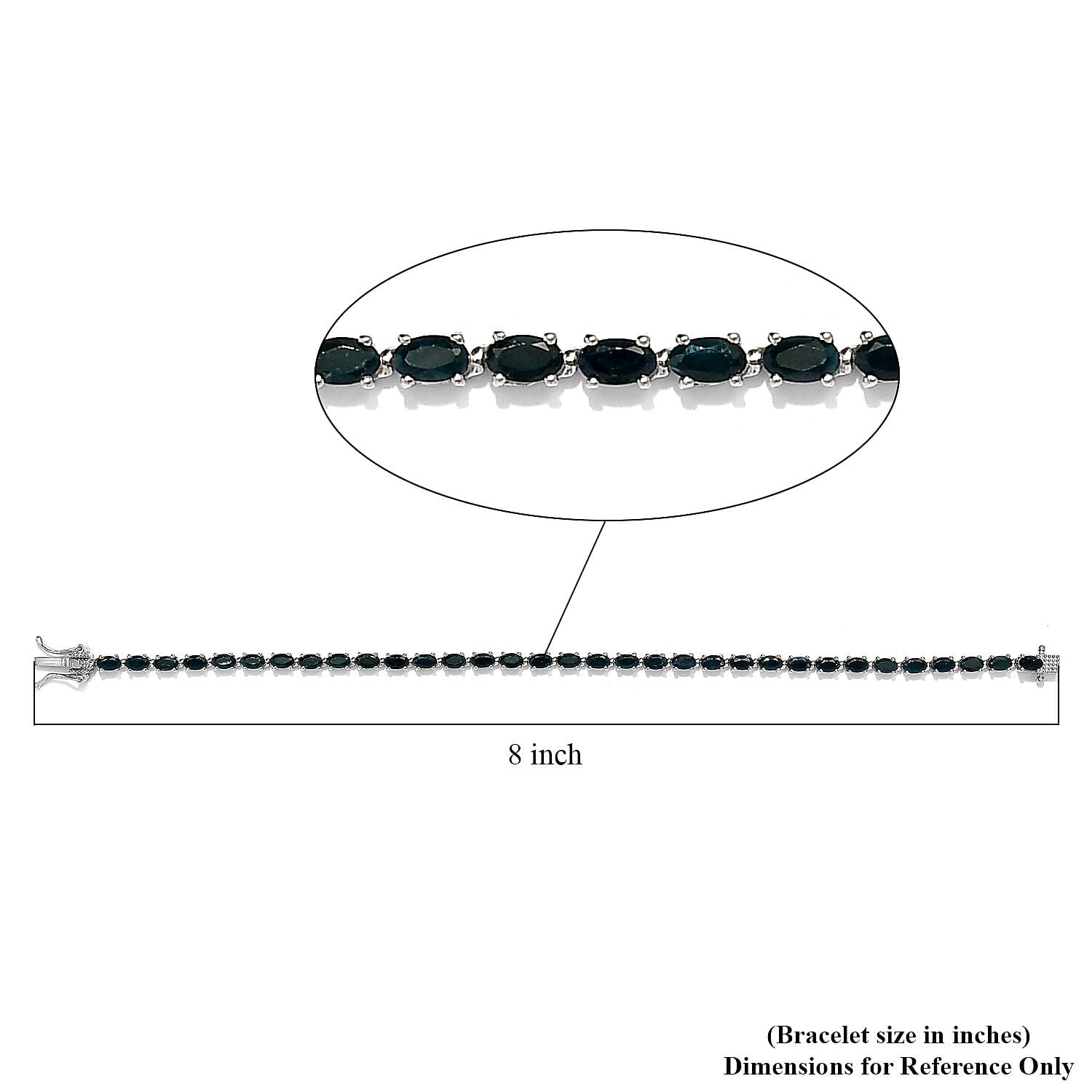 Teal Grandidierite Tennis Bracelet in Platinum Over Sterling Silver (8.00 In) 8.10 Grams 7.40 ctw
