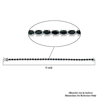 Teal Grandidierite Tennis Bracelet in Platinum Over Sterling Silver (8.00 In) 8.10 Grams 7.40 ctw
