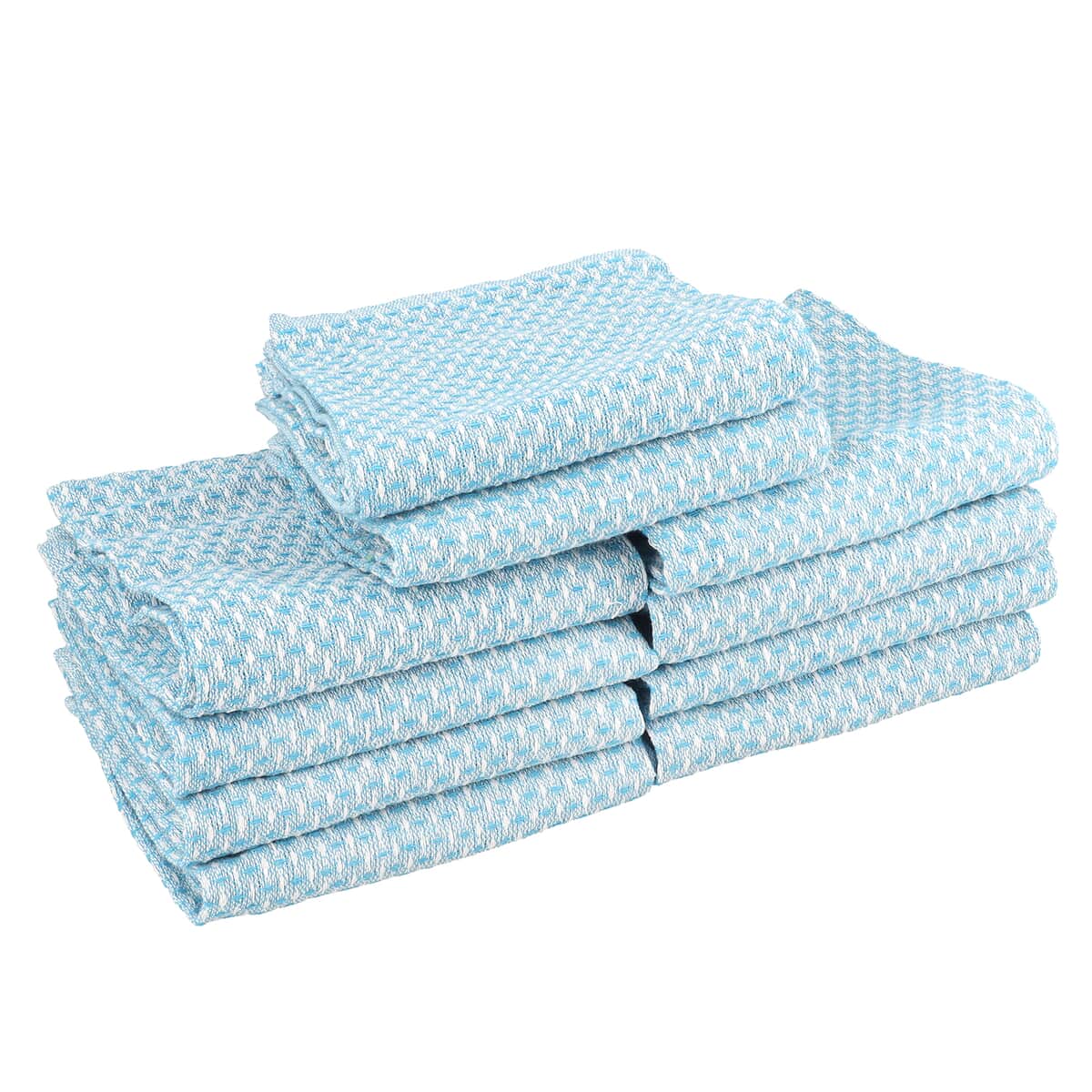 Set of 10 Solid Blue Cotton Kitchen Towels image number 0