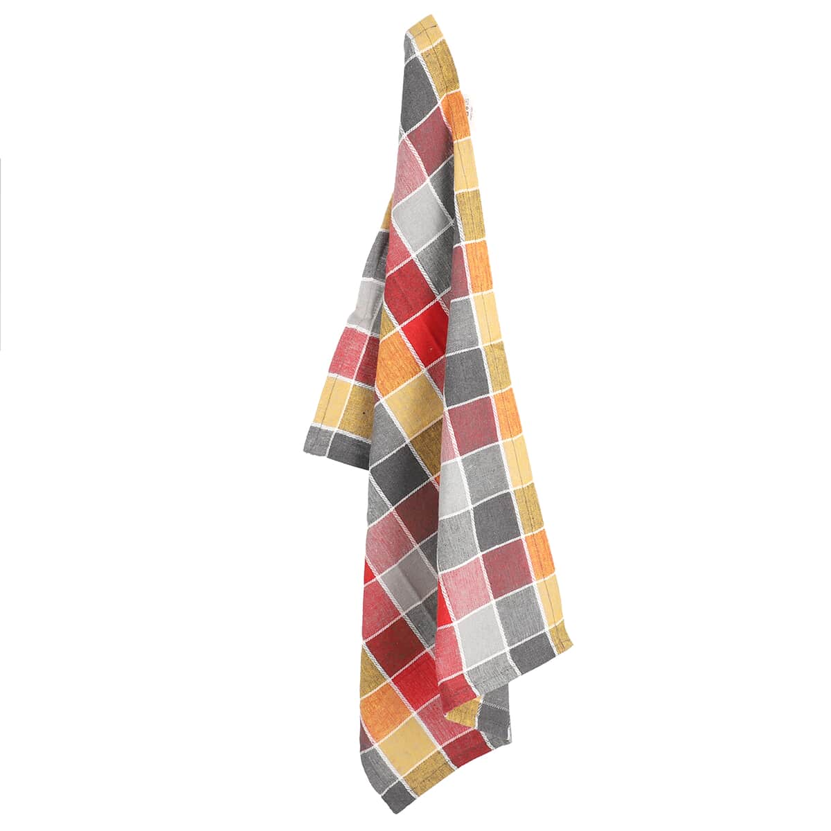 Set of 10 Gray Checked Cotton Kitchen Towels image number 4