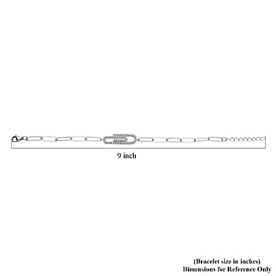 Austrian Crystal Paper Clip Bracelet in Stainless Steel (7.5-9.0In)