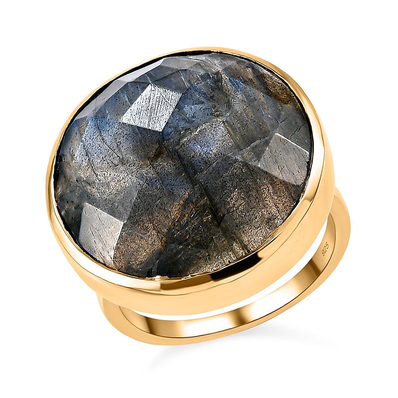 Malagasy Labradorite 17.80 ctw Ring in Vermeil YG Over Sterling Silver (Size 11.5)