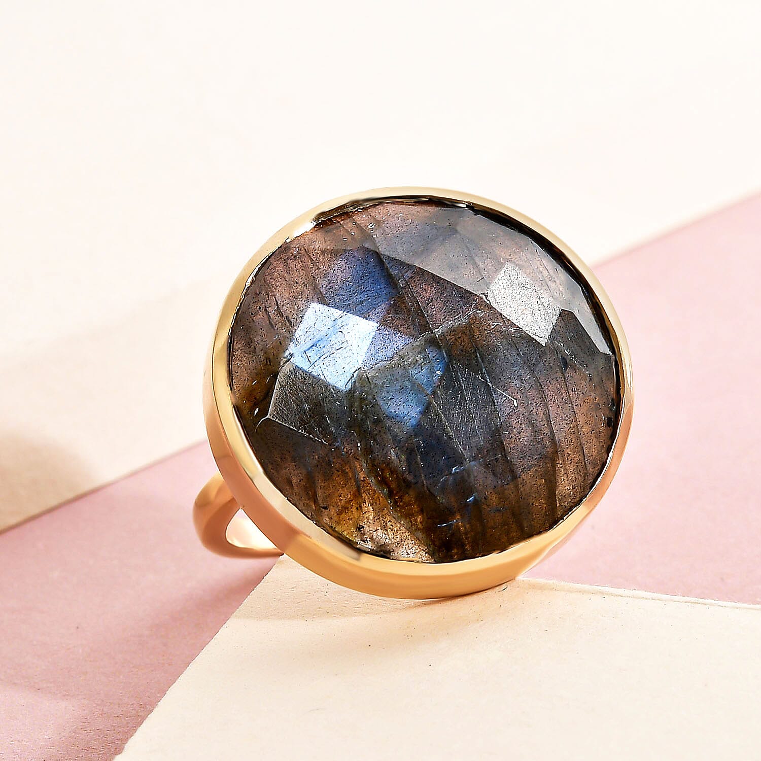 Malagasy Labradorite 17.80 ctw Ring in Vermeil YG Over Sterling Silver (Size 11.5)