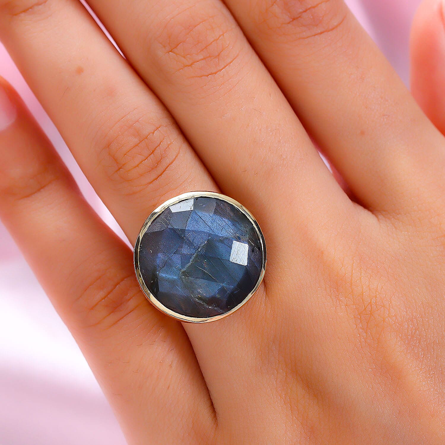 Malagasy Labradorite 17.80 ctw Ring in Vermeil YG Over Sterling Silver (Size 11.5)
