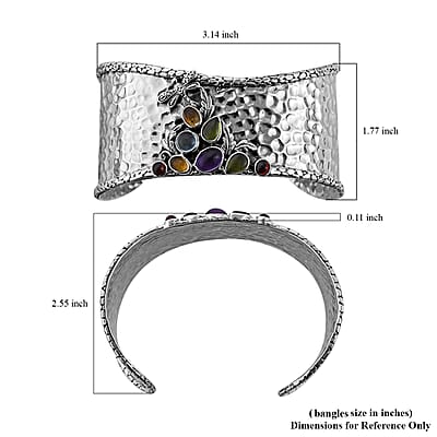 Bali Legacy Multi Gemstone Dragonfly Cuff Bracelet in Sterling Silver (Size 7.50) 4.50 ctw