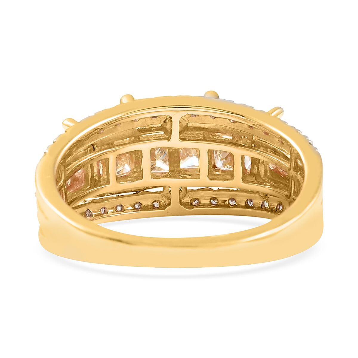 Natural Yellow and White Diamond SI 2.00 ctw Ring in 14K Yellow Gold (Size 6.0) 5.20 Grams image number 4