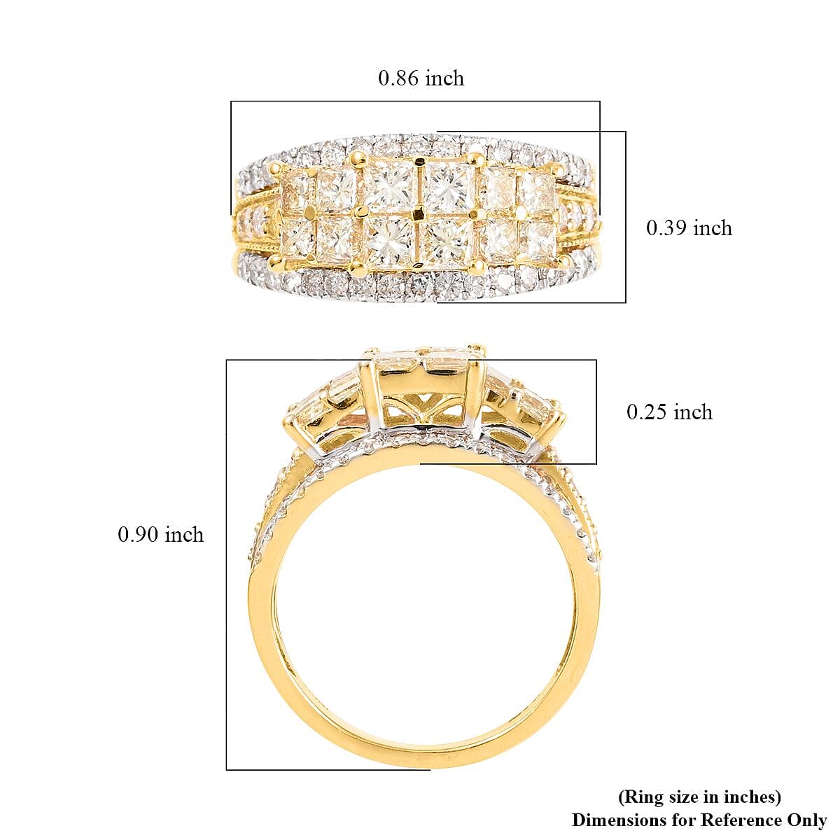Natural Yellow and White Diamond SI 2.00 ctw Ring in 14K Yellow Gold (Size 6.0) 5.20 Grams image number 5