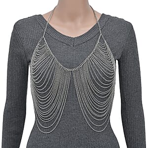 Layered Design Body Chain 28 Inches in Silvertone