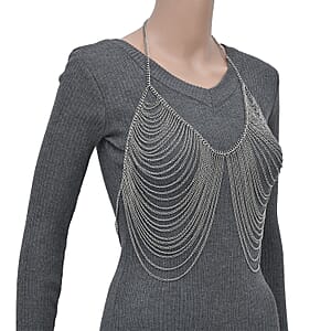 Layered Design Body Chain 28 Inches in Silvertone