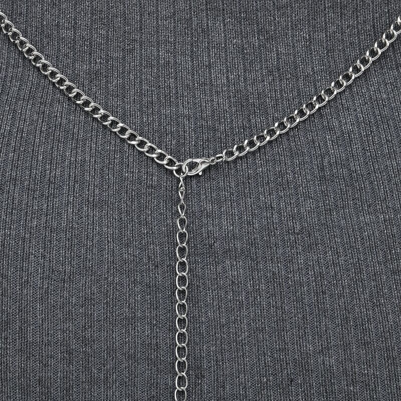 Layered Design Body Chain 28 Inches in Silvertone