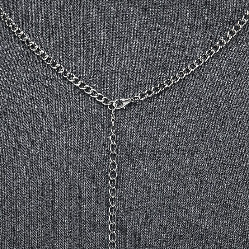 Layered Design Body Chain 28 Inches in Silvertone