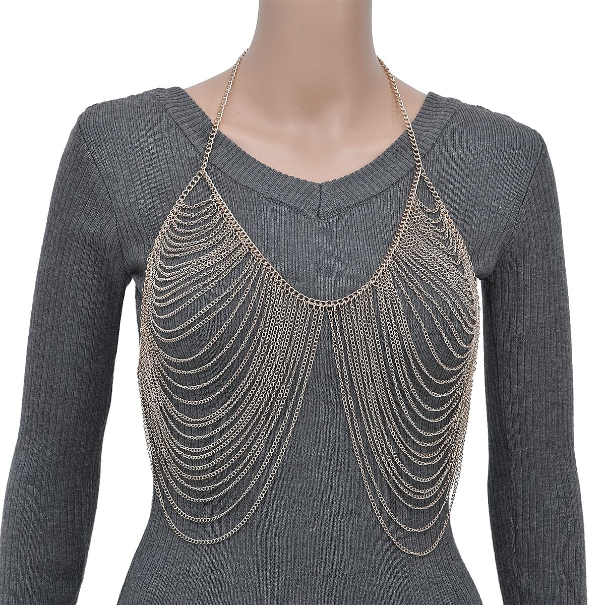 Layered Design Body Chain 28 Inches in Rosetone image number 2