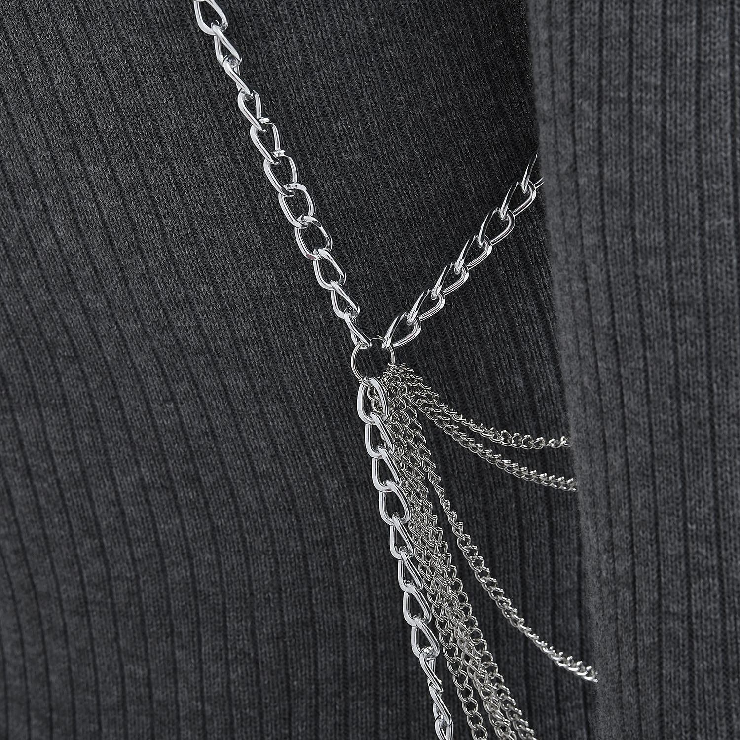 Austrian Crystal Layered Design Chain 23 Inches in Silvertone