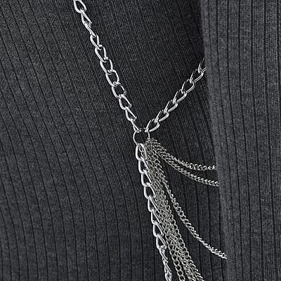 Austrian Crystal Layered Design Chain 23 Inches in Silvertone