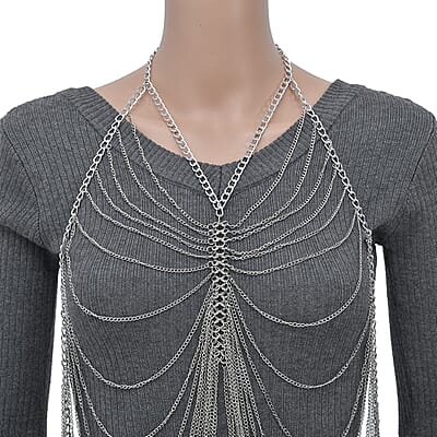 Layered Design Body Chain 20.50 Inches in Silvertone